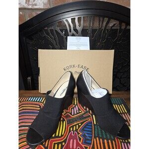 Karl Lagerfeld Paris Darci 2 Black Leather Wedge Heels Womens 7